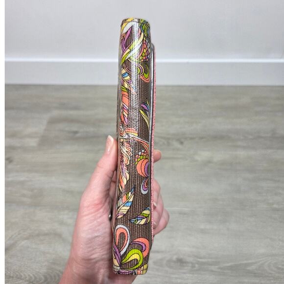 sakroots Nature Gold Glitter Trifold Wallet Multicolor Embroidered Feathers - Picture 4 of 10